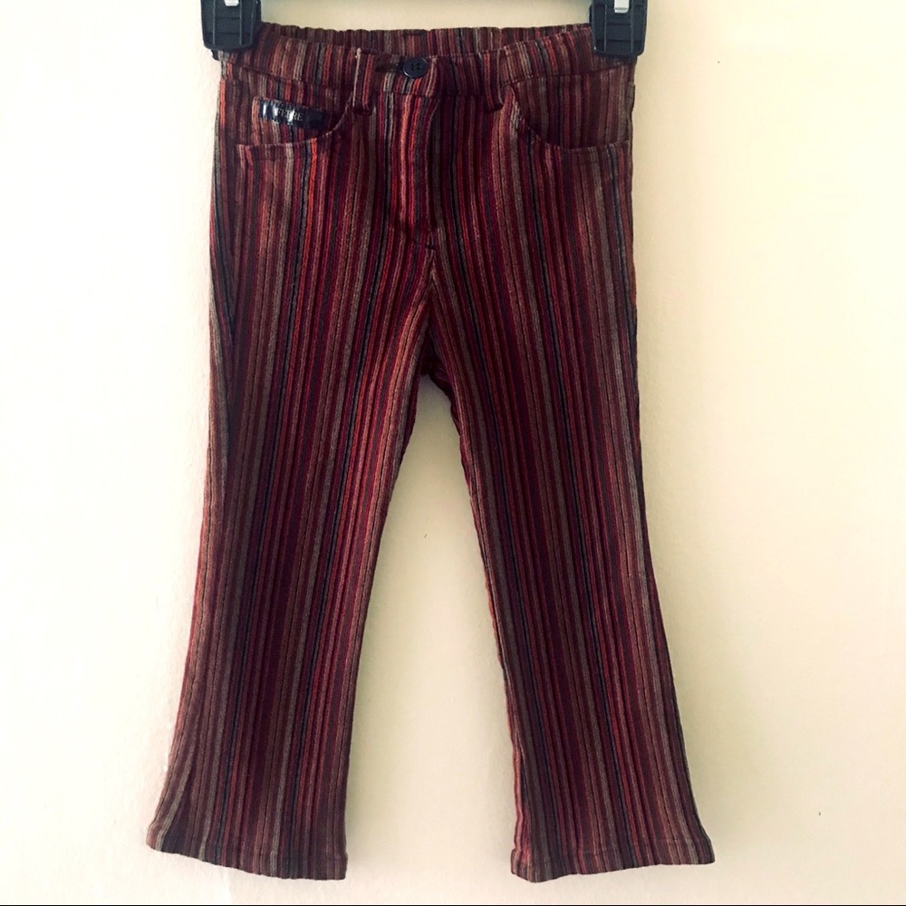 Ferre Girls Stripped Brown Zip Up Stretch Pants 3